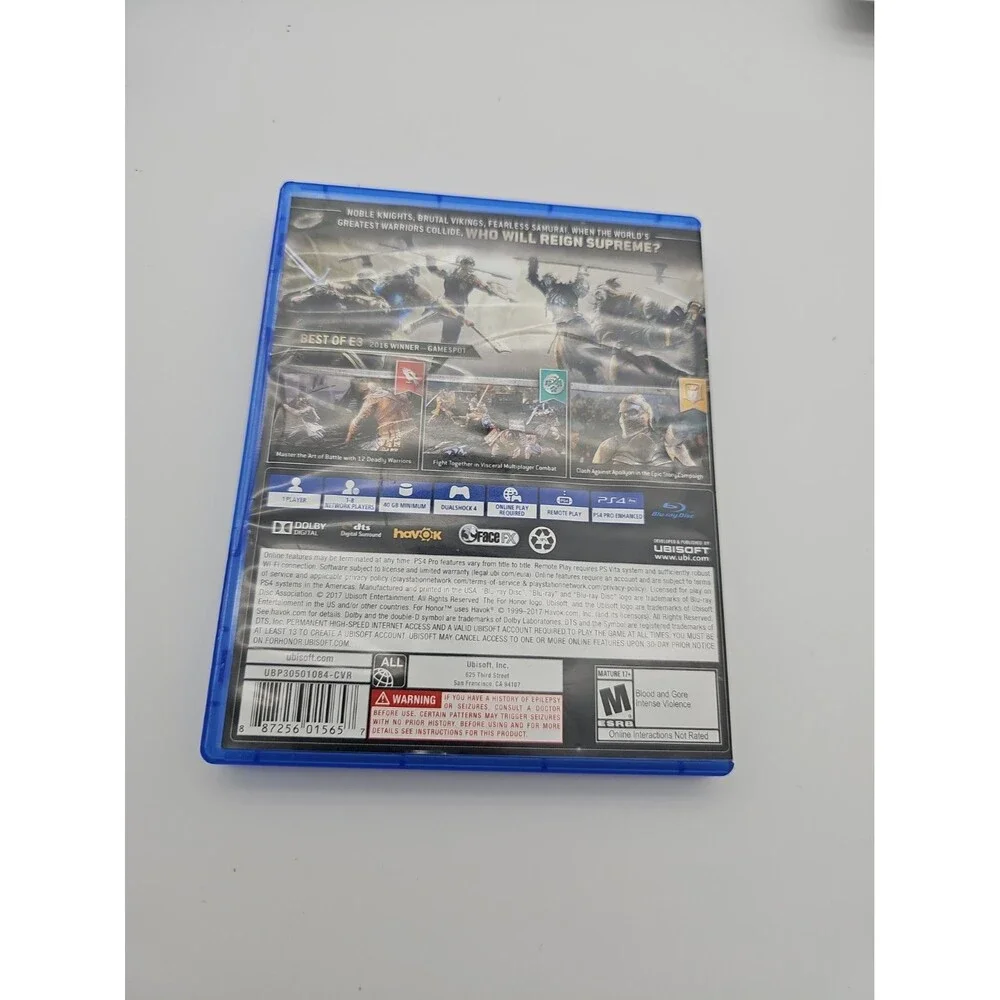 For Honor (Sony PlayStation 4, 2017). Tested. CIB. Very Good Condition.